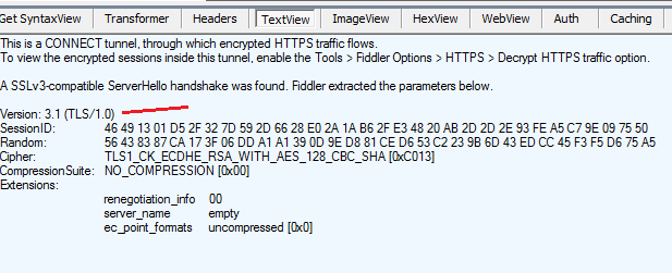 TLS 1.0 web response